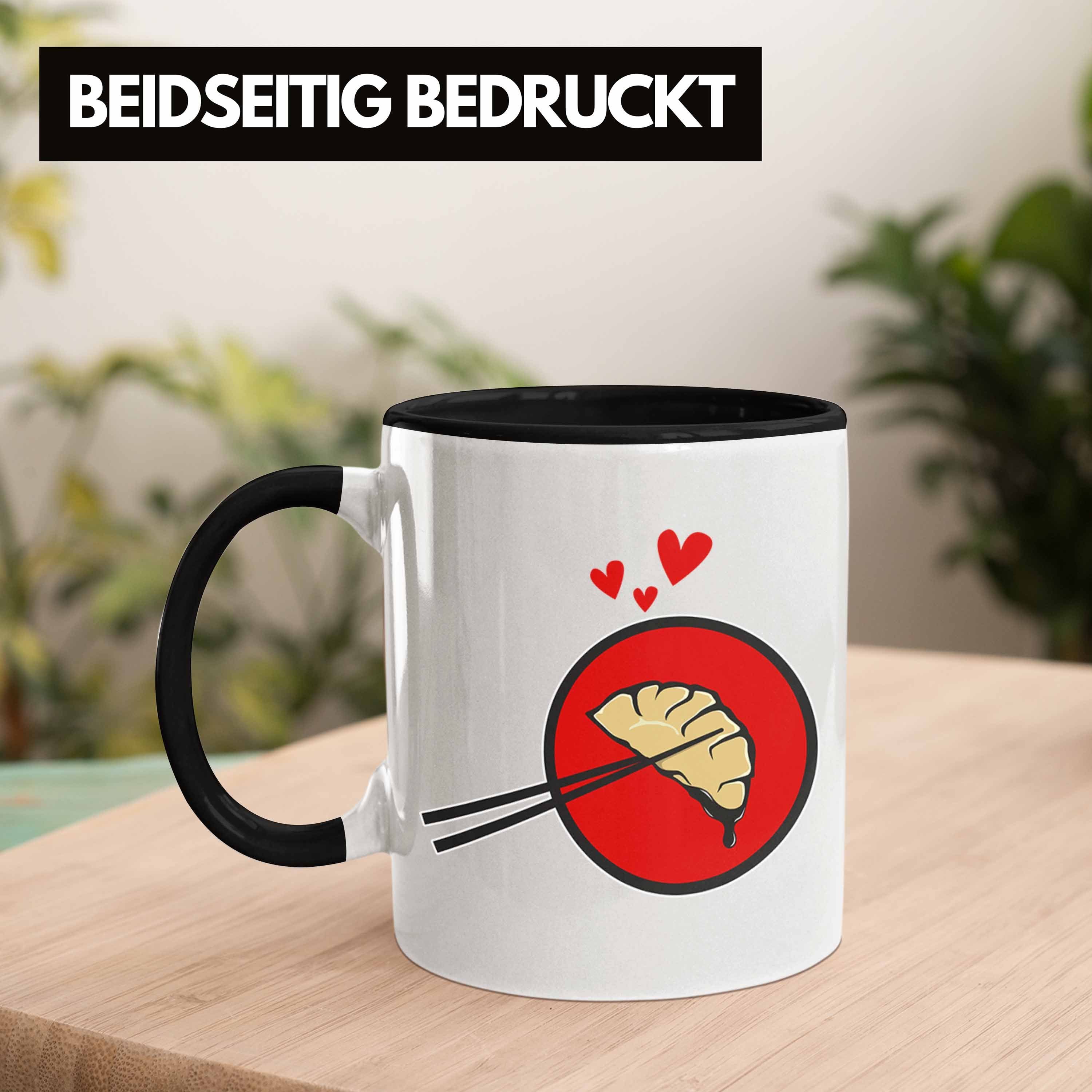 Liebe Dumpling Geschenk Schwarz Gyozas - Tasse Geschenkidee Trendation Sushi Tasse Asiatisch Liebhaber Trendation