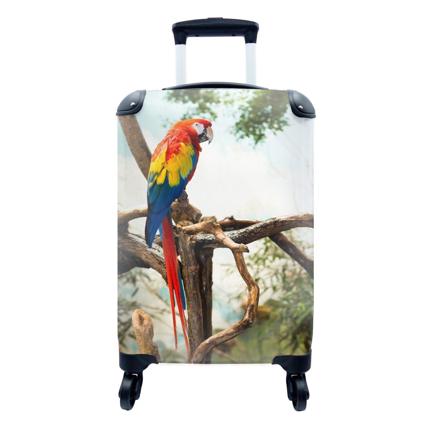 MuchoWow - Regenbogen Handgepäck Handgepäckkoffer Papagei Reisekoffer rollen, Tropisch, - für Trolley, 4 Rollen, mit Reisetasche Ferien, Vogel -
