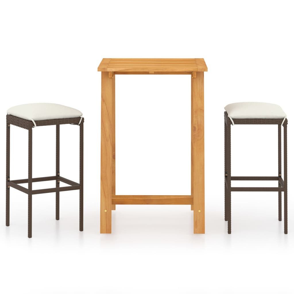 furnicato Gartenbar-Set Echtholz Tisch 70x70x104 cm Braun Barhocker 38x38x76 cm, (1-tlg)