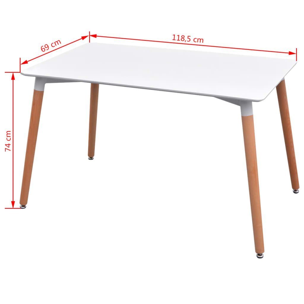 7-teilige Tisch Stühle vidaXL und Essgruppe (7-tlg) Weiß Hellgrau, Essgruppe