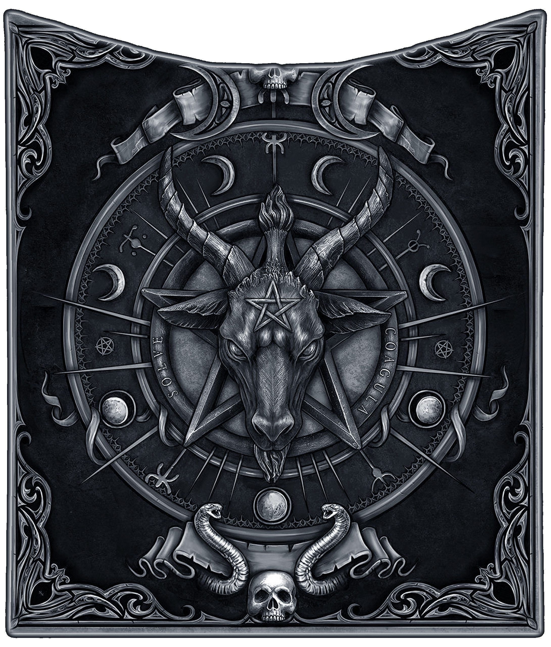Wohndecke Kuscheldecke mit Baphomet - Nemesis Now - Gothic Deko, Figuren Shop GmbH