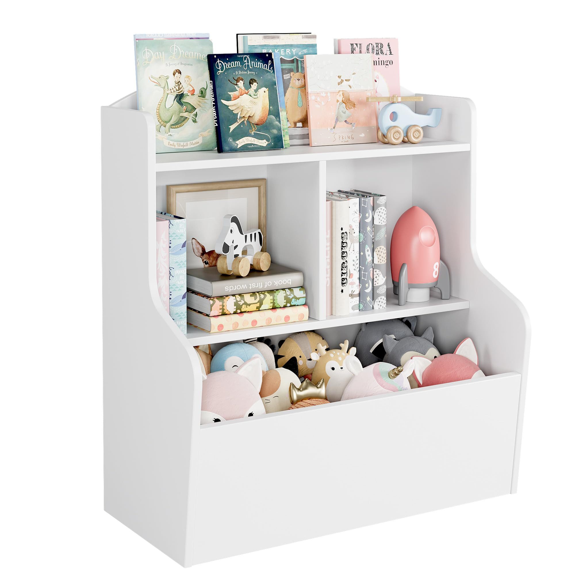 GarveeMore Kinderregal 3-Ebene Spielzeug Aufbewahrungsschrank und Bücherregal