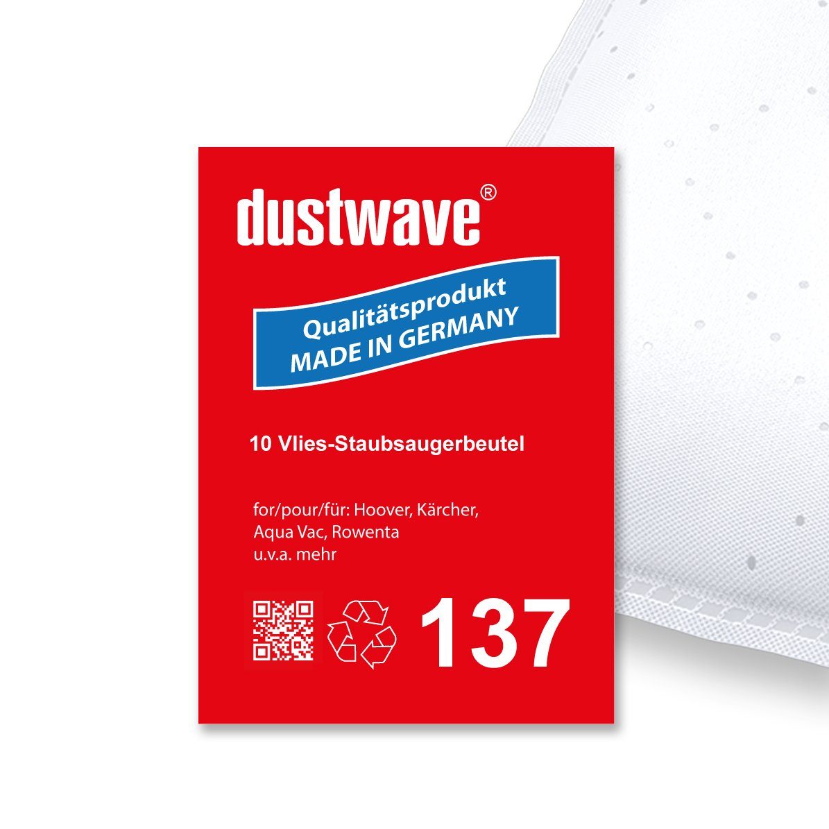 Dustwave Staubsaugerbeutel Sparpack, passend für AquaVac Pro 350, 360, 370, 10 St., Sparpack, 10 Staubsaugerbeutel + 1 Hepa-Filter (ca. 15x15cm - zuschneidbar) AquaVac Pro 350, 360, 370 - Standard