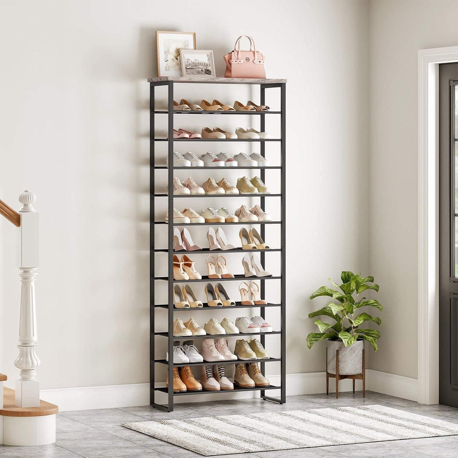 LuxusKollektion Schuhregal Schuhregal Schuhablage Schuhschrank Metallrahmen Greige Schwarz