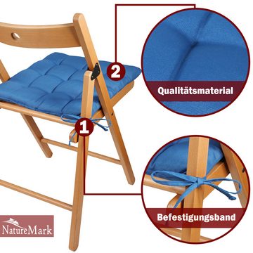 NatureMark Sitzkissen Gemütliche Outdoor Sitzkissen, Universal 4er-Set Sitzpolster Kissen, schadstoffgeprüft, Royal blau