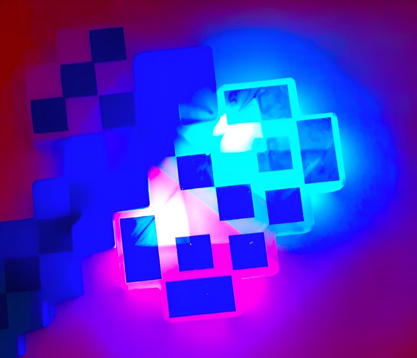 Festivalartikel Lichtschwert LED-Axt, blinkend, Diamant-Pixel Replik günstig online kaufen