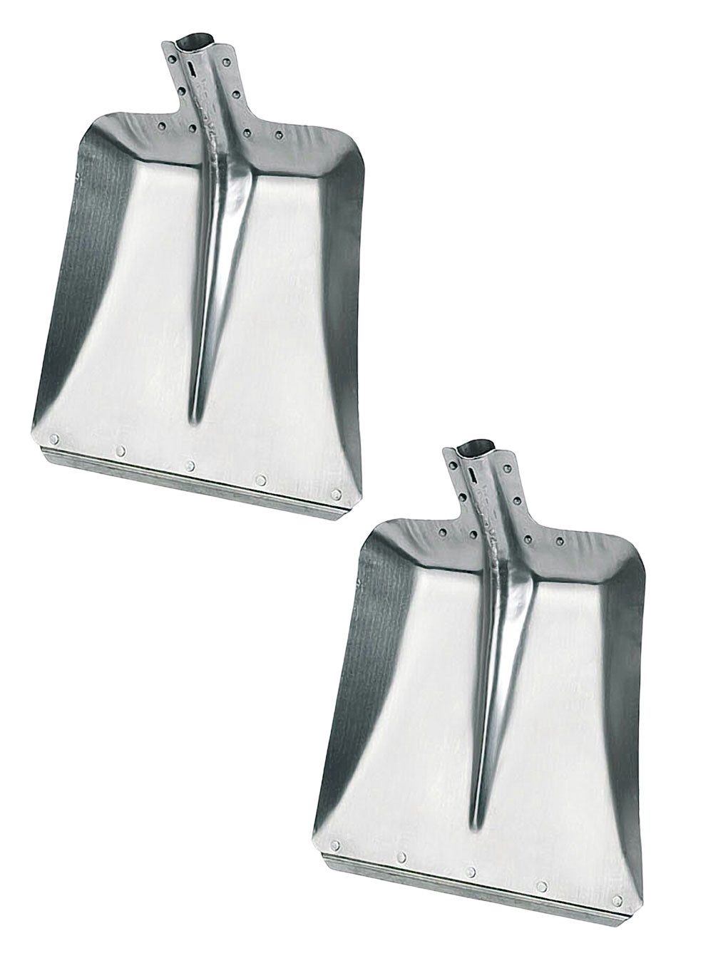 Polar Garten Schaufel 2 Stück Aluminium Schaufel breit Gr. 5 ohne Stiel Stoßkante verzinkt, (2er Set), Hohe Stabilität und Langlebigkeit