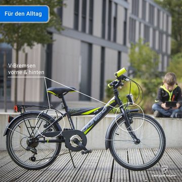 bergsteiger Kinderfahrrad Sydney 20, 24 Zoll Kinderfahrrad, 6, 7, 8, 9 Jahre, StVZO, 6 Gang Shimano Tourney RD-TY300 Schaltwerk, Kettenschaltung