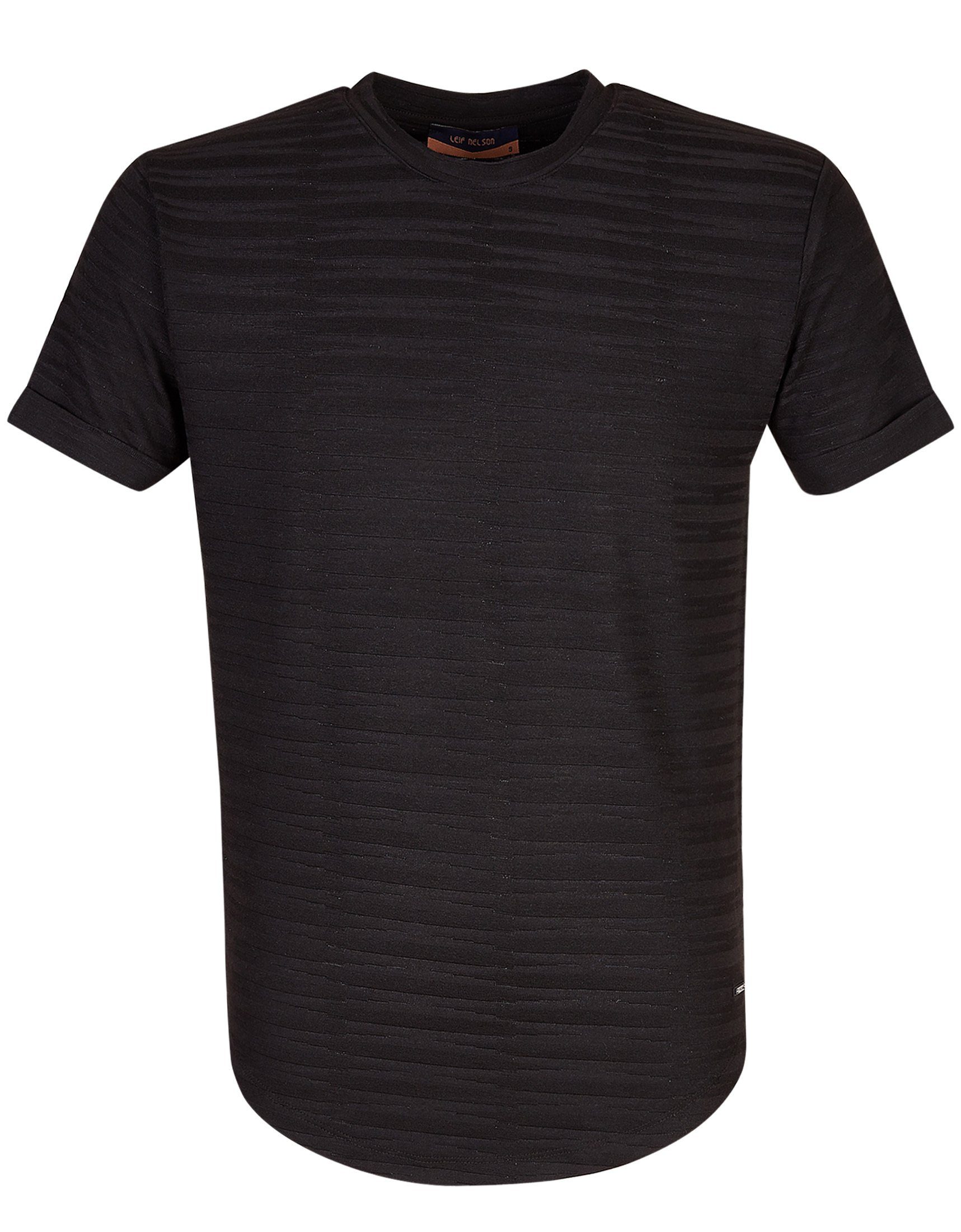 Leif Nelson T-Shirt Herren T-Shirt schwarz LN-55285 Rundhals normal