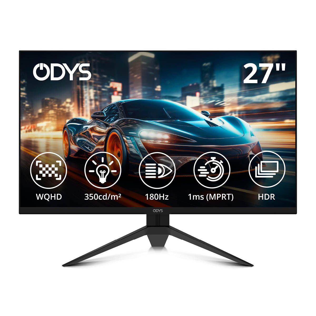 Odys i27-Q-180 LED-Monitor (69 cm/27 ", 2.560 x 1.440 px, WQHD, 180 Hz, LED, 27" WQHD Gaming Monitor, 180 Hz, 1 ms, HDR, FreeSync)