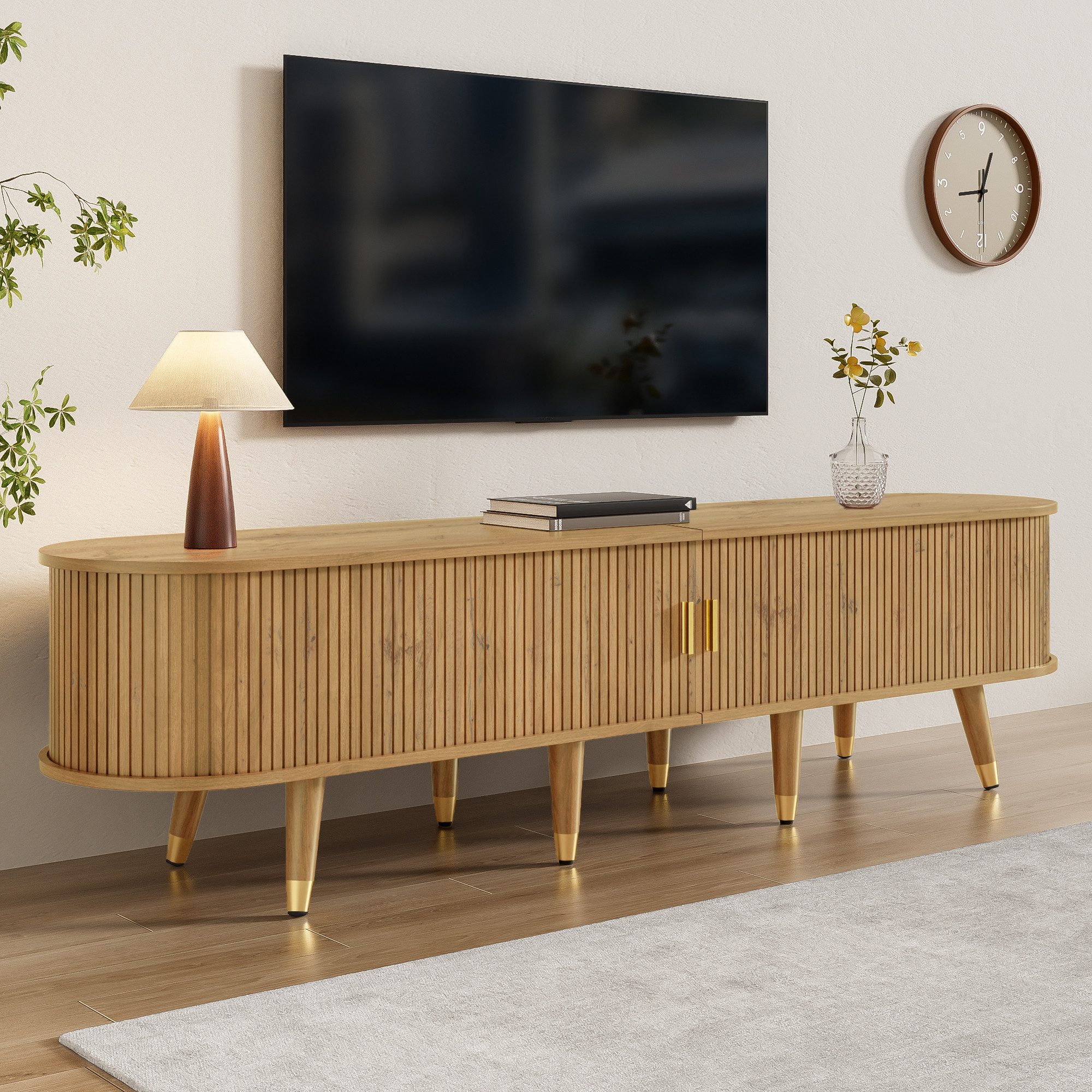 MODFU Lowboard Rustikaler TV-Schrank (Fernsehtisch, Wohnzimmermöbel, Fernse günstig online kaufen