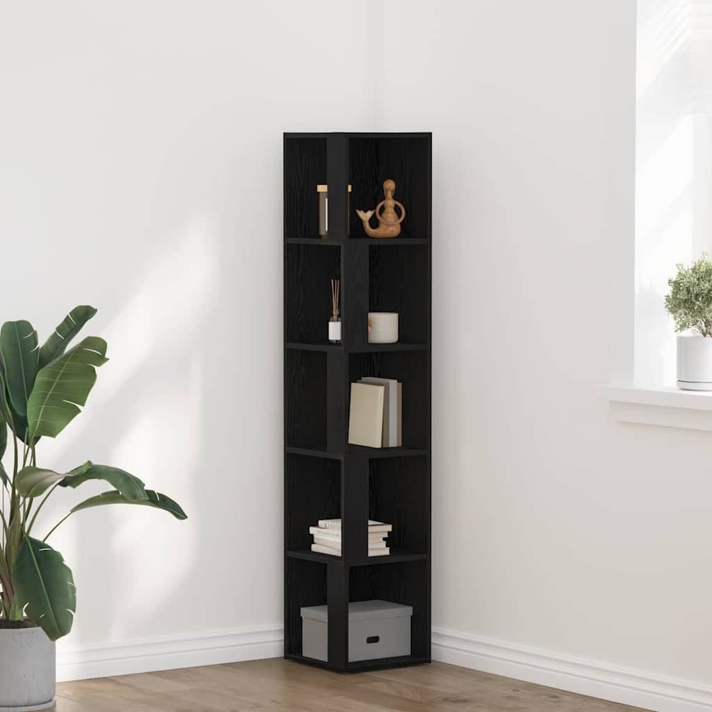 vidaXL Eckregal Eckregale Schwarz Eichen-Optik 33 x 33 x 164,5 cm Holzwerkstoff, 1-tlg.