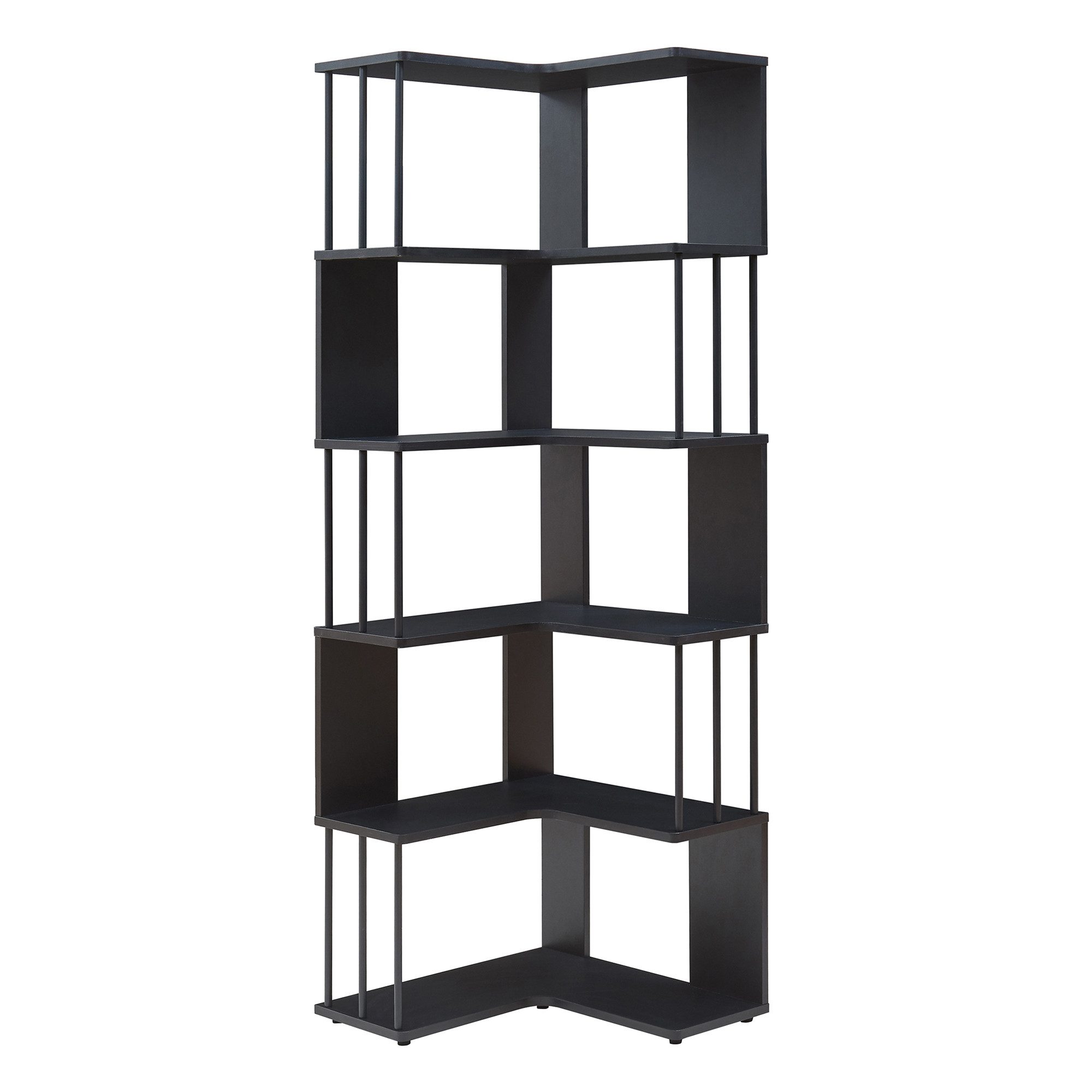 en.casa Eckregal, »Afrel« 160 x 54x 54 cm mit 5 Ebenen Schwarz günstig online kaufen