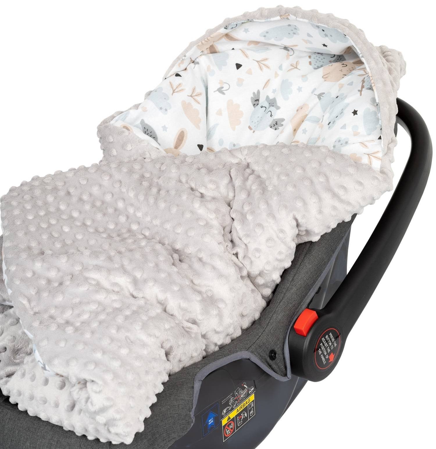 Decke Baby grau-tiere Babyschale, Babydecke Divita-Mode 90x90 Einschlagdecke Einschlagdecke
