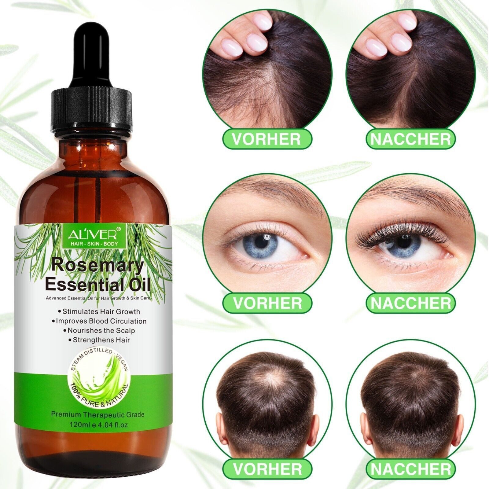 ALIVER Haaröl Rosmarinöl Ätherisches Haaröl Haarwachstum Bio Vegan 120ml Aliver, 1-tlg., veganes Produkt