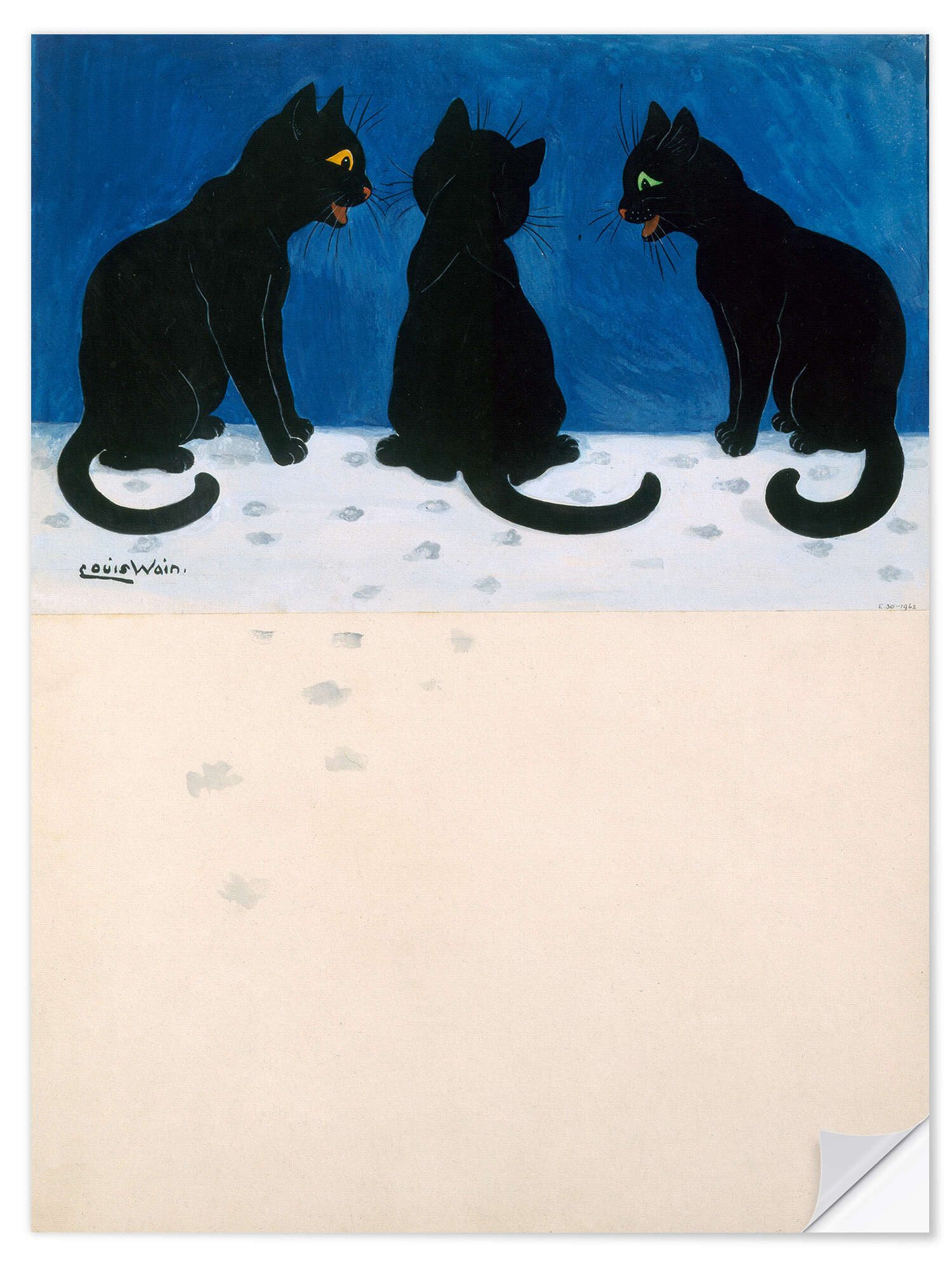 Posterlounge Wandbild Schwarze Katzen im Schnee, Louis Wain, erhältlich als Poster, Leinwandbild, Wandsticker oder Acrylglasbild