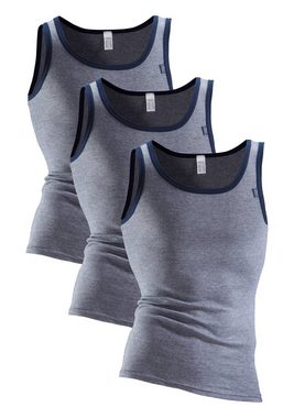 Clipper Exclusive Unterhemd (3-St) modische Optik: Jeans meliert, tolle Baumwoll-Qualität