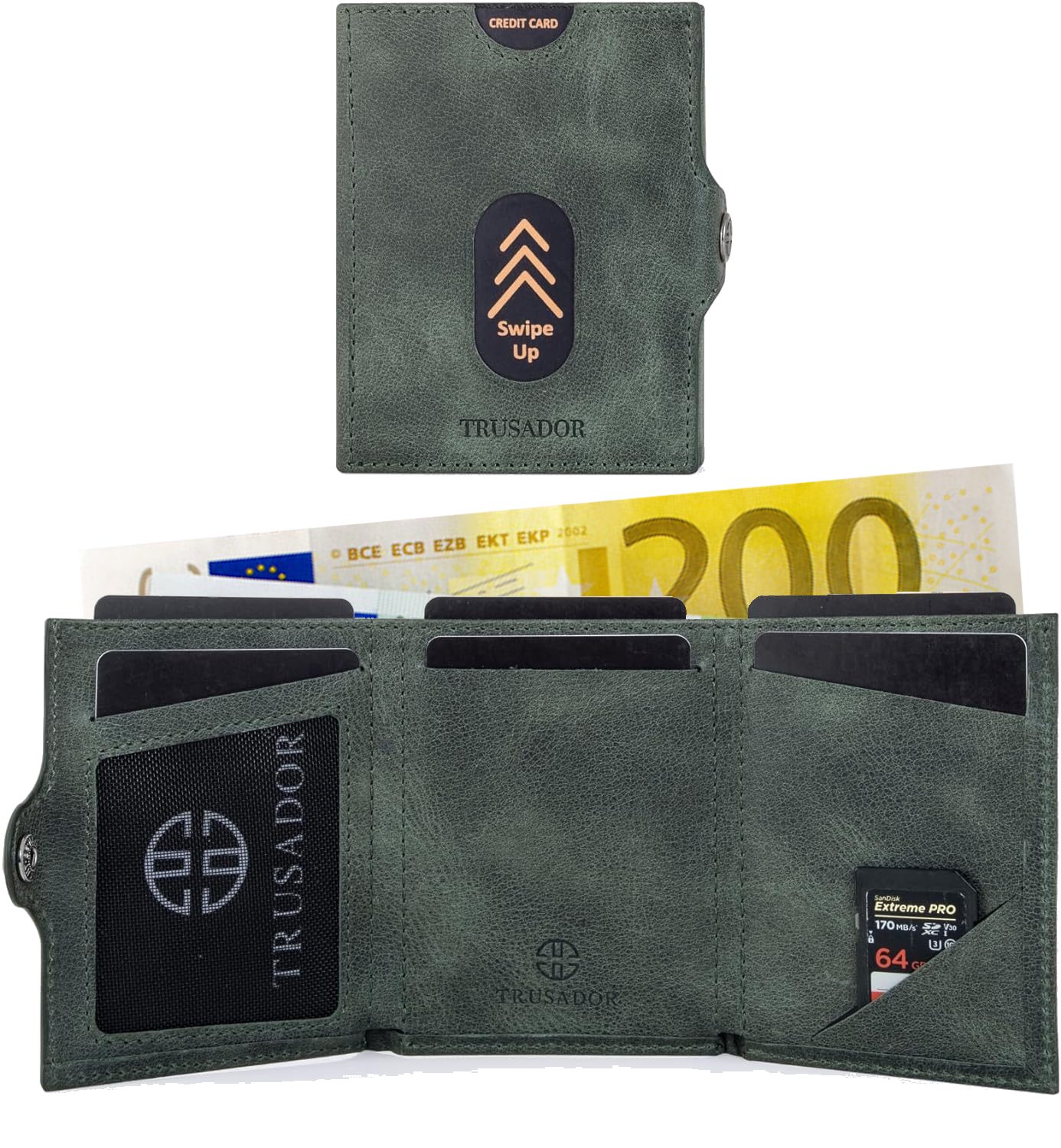 Trusador Mini Geldbörse 'Valencia' - Unisex Slim Wallet - kleiner Leder-Geldbeutel - Münzfach (Handmade, Handarbeit - Made in Europe), Vollnarbenleder, besonders klein, Handarbeit