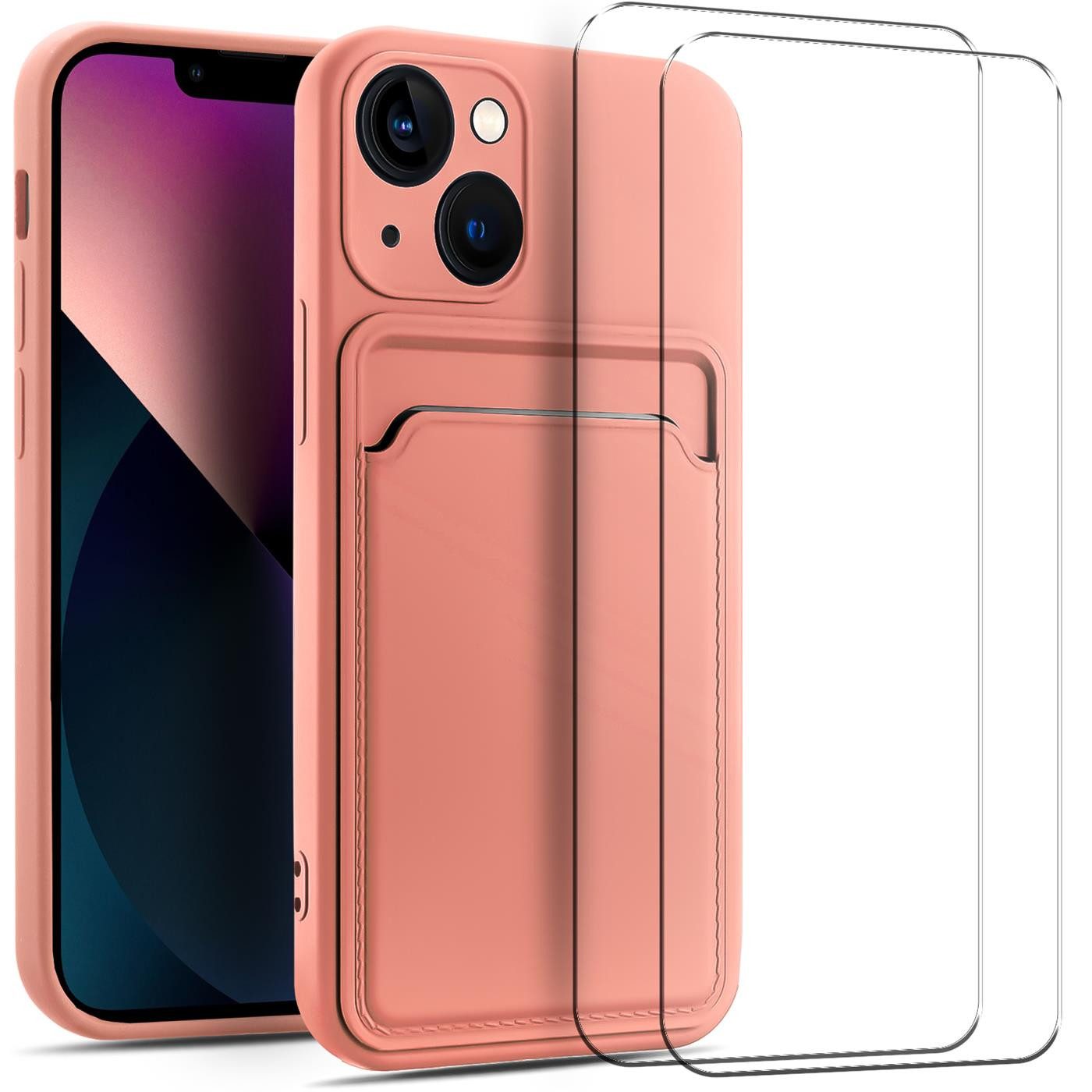 CoolGadget Handyhülle Rosa als 2in1 Schutz Cover Set für das Apple iPhone 7 Plus / 8 Plus 5,5 Zoll, 2x Glas Display Schutz Folie + 1x Case Hülle für iPhone 7 Plus 8 Plus