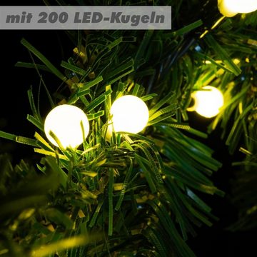 Nipach LED-Girlande LED Weihnachtsgirlande 200 LED Kugeln grün warm weiß Timer gefrostet