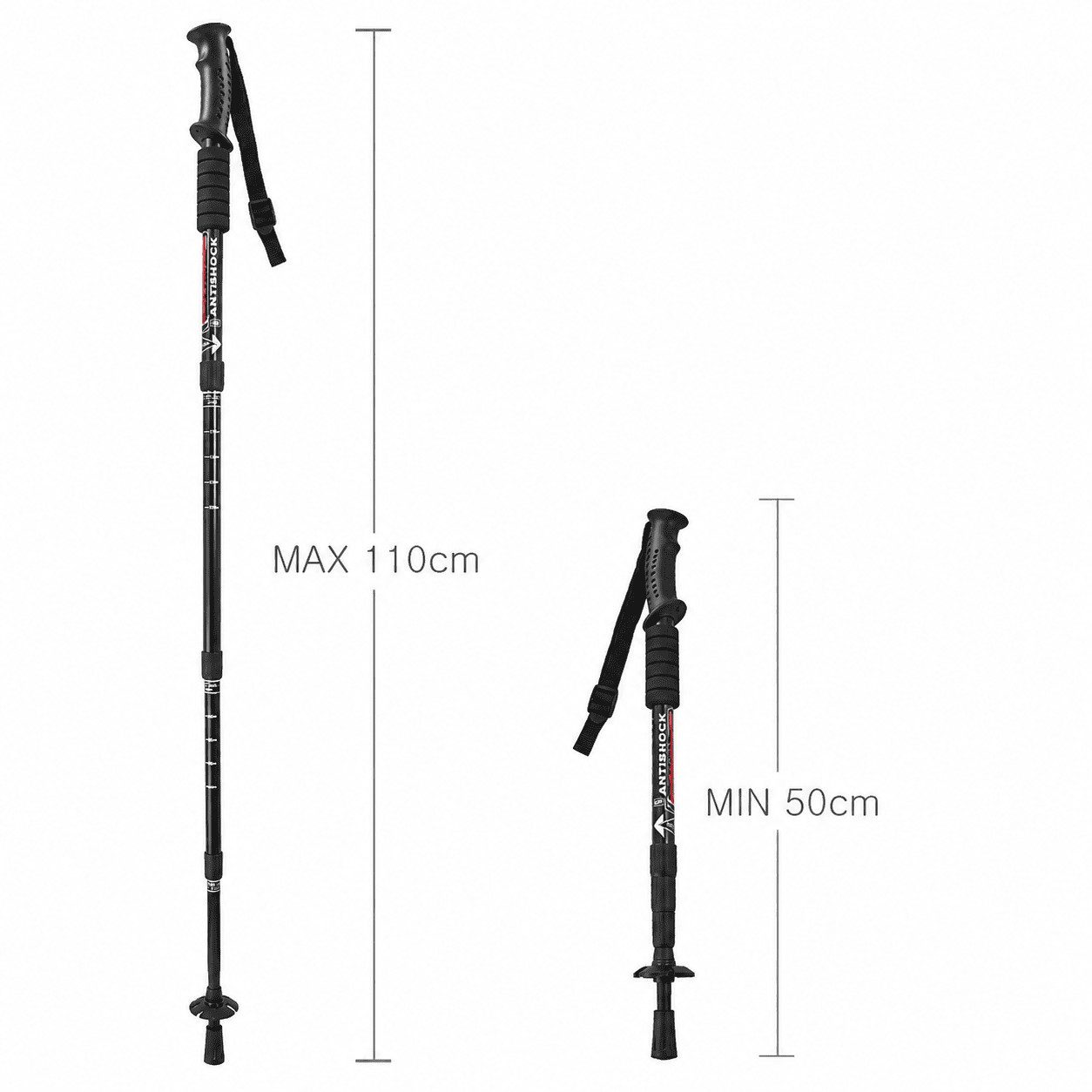 MidGard Nordic-Walking-Stöcke Gehstock Stöcke Teleskop verstellbar Antischock Dämpfung Wanderstöcke (1 St), höhenverstellbar, mit Antischock Dämpfung