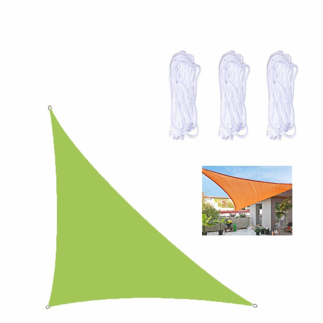 YOOdy~ Sonnensegel Dreiecke Marken Grün Sonnensegel mit UV-Schutz Kit 3x4x5m Sonnenschutzsegel