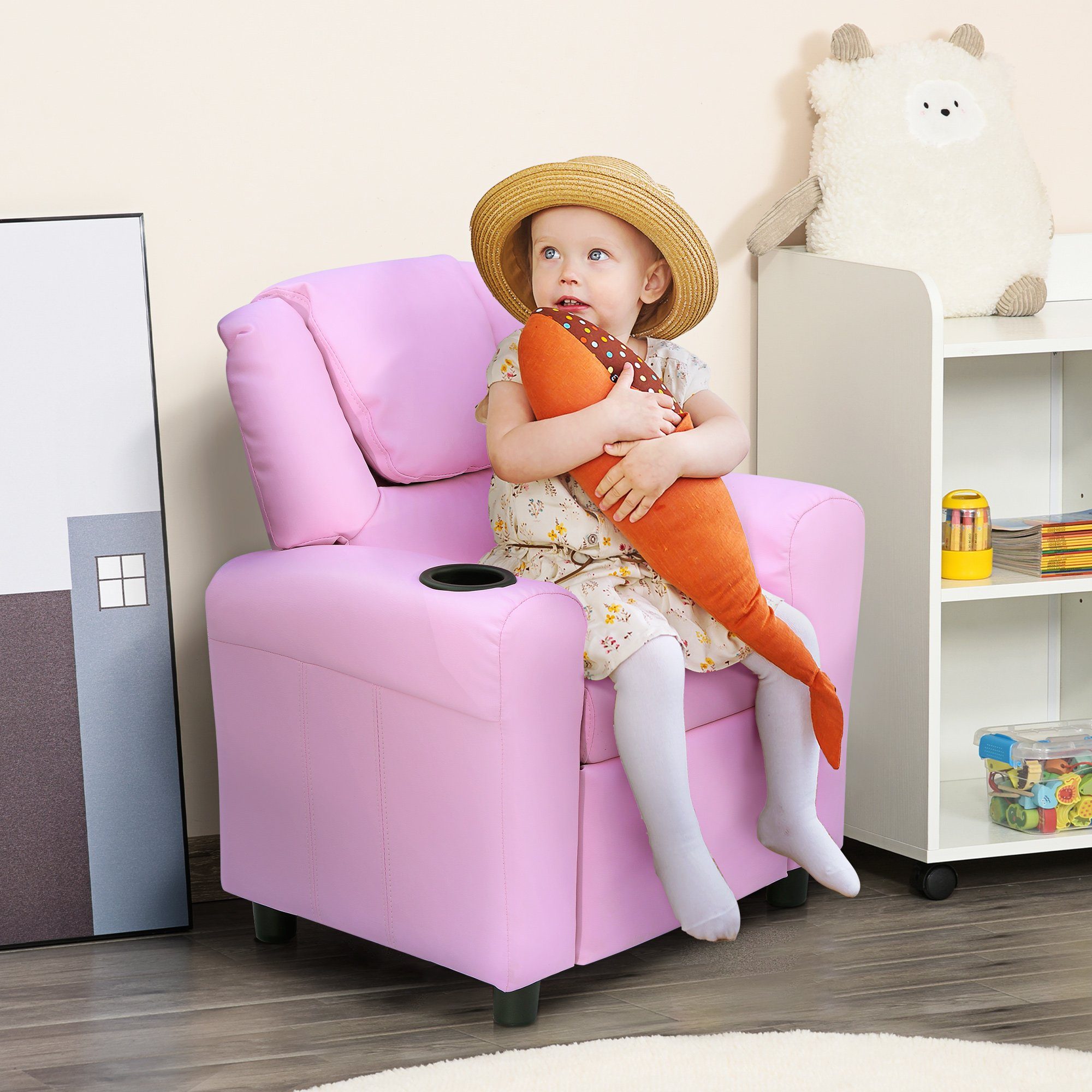 HOMCOM Sessel Kindersessel, Liegefunktion, Eingebauten Becherhalter, günstig online kaufen