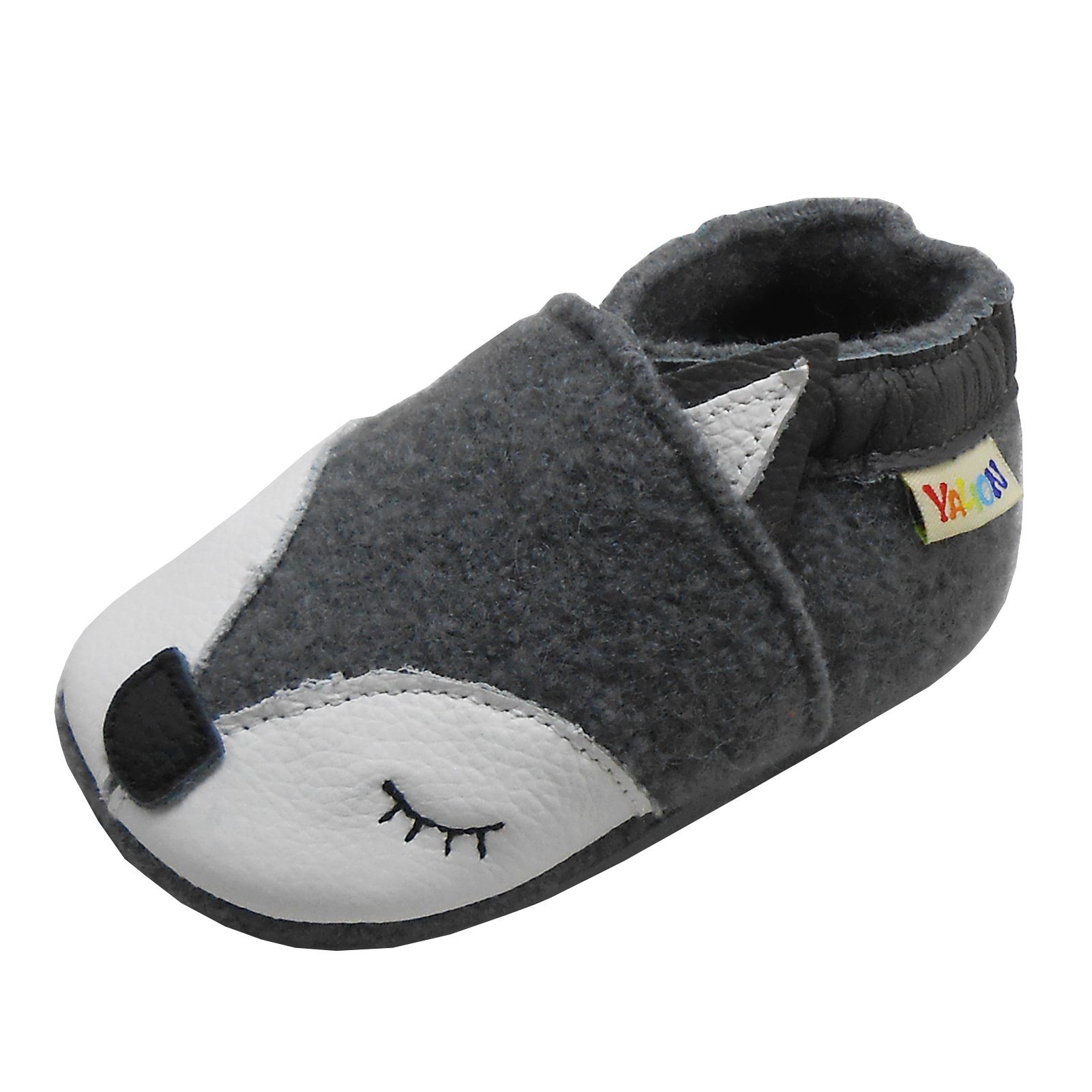 Krabbelschuh 100% grau Yalion fuchs, aus warm Hausschuhe halten Krabbelschuh Filz Schafwolle,