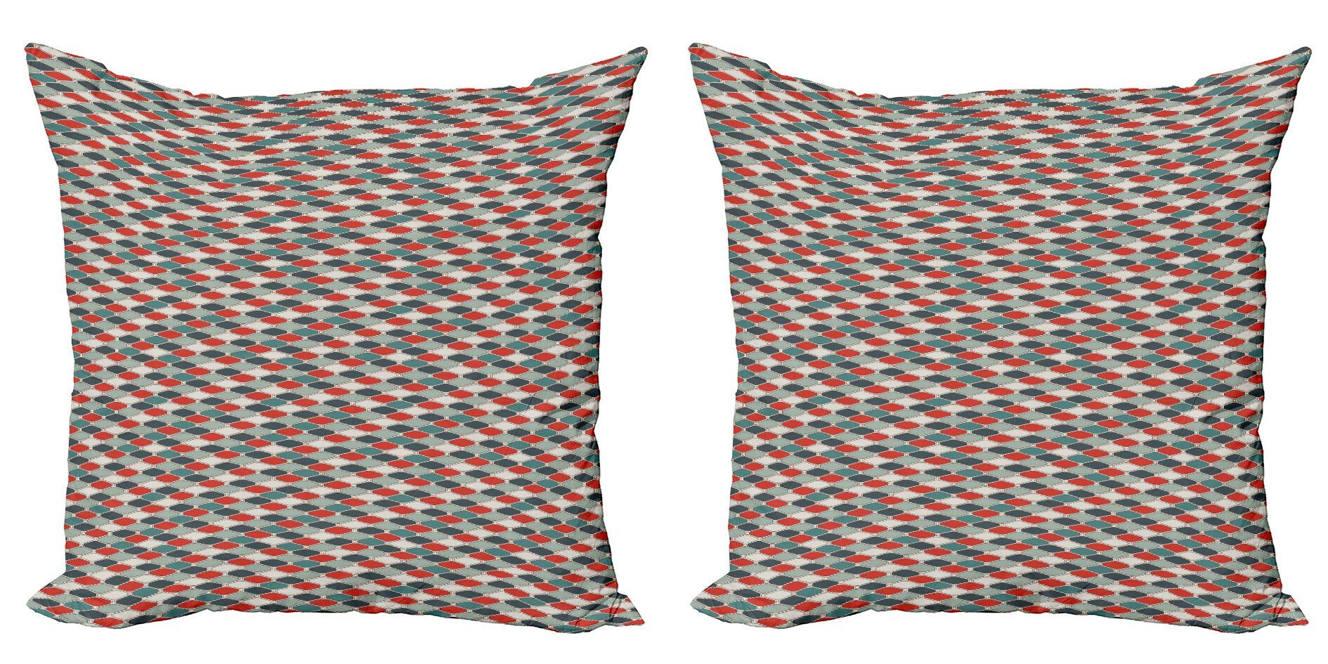 Kissenbezüge Modern Accent Doppelseitiger Digitaldruck, Abakuhaus (2 Stück), Retro Geometrische Mosaik-Fliesen