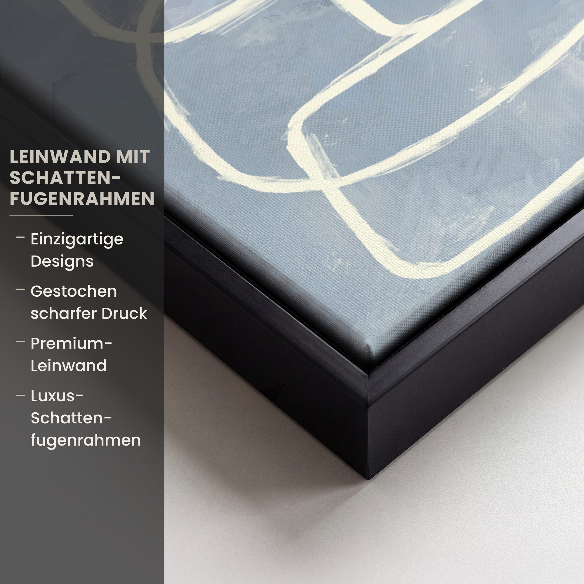 OneMillionCanvasses® Leinwandbild mit Rahmen - Abstrakt - Blau - Kunst, Fotodruck (1 St), Leinwand Bilder Klein, Wand Dekoration Aesthetic 20x20cm – Bild 3 von 5