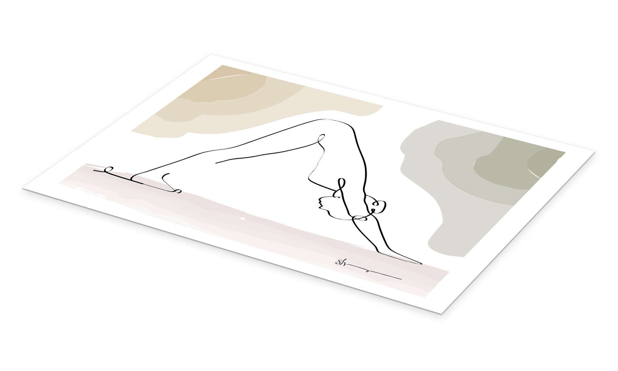 Posterlounge Wandbild Herabschauender Hund (Adhomukha Shvanasana), Yoga In Art, erhältlich als Poster, Leinwandbild, Wandsticker oder Acrylglasbild