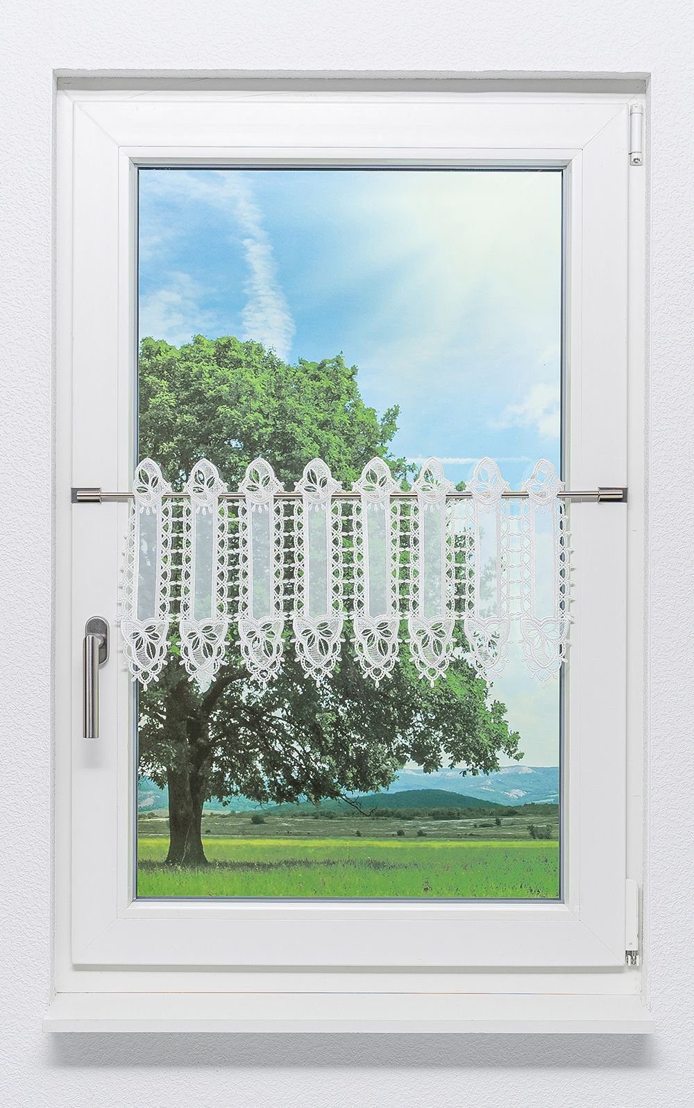 Plauener Spitze® Scheibengardine Rosenblätter (1 St), transparent, HxB 30x40.5cm