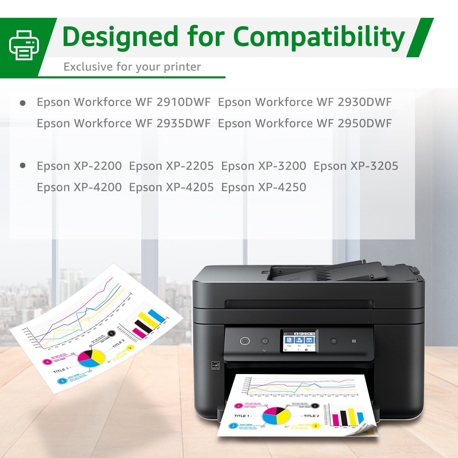 Greensky 4 Packungen 604XL für EPSON Druckerpatronen XL WF-2935DWF) 604 (WorkForce Tintenpatrone Kompatible