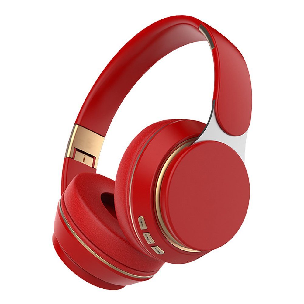 YSDYM Bluetooth Kopfhörer Over Ear, [Bis zu 52 Std] Kabellose Kopfhörer Bluetooth-Kopfhörer (mit 3 EQ-Modi,HiFi Stereo Faltbare Headset mit Mikrofon) rot