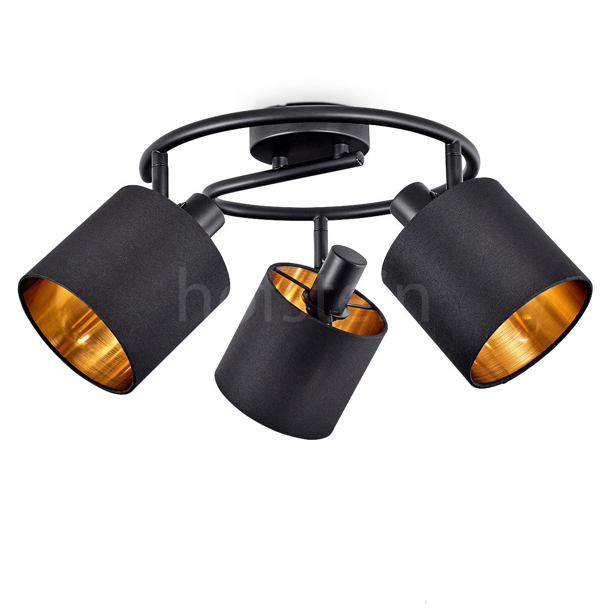 hofstein Deckenleuchte moderne Deckenlampe aus Metall/Stoff in Schwarz/Gold günstig online kaufen