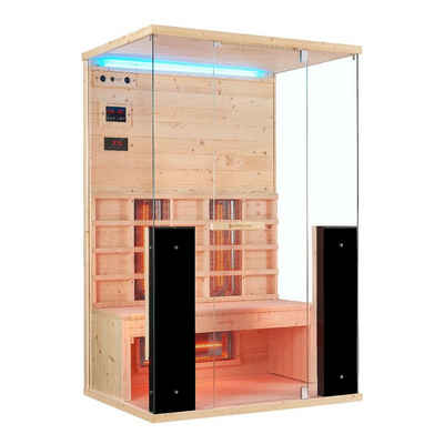 Artsauna Infrarotkabine Kolari125, BxTxH: 90 x 125 x 190 cm, für 2 Personen, Fichtenholz, HiFi-System, Bluetooth, LED-Farblicht