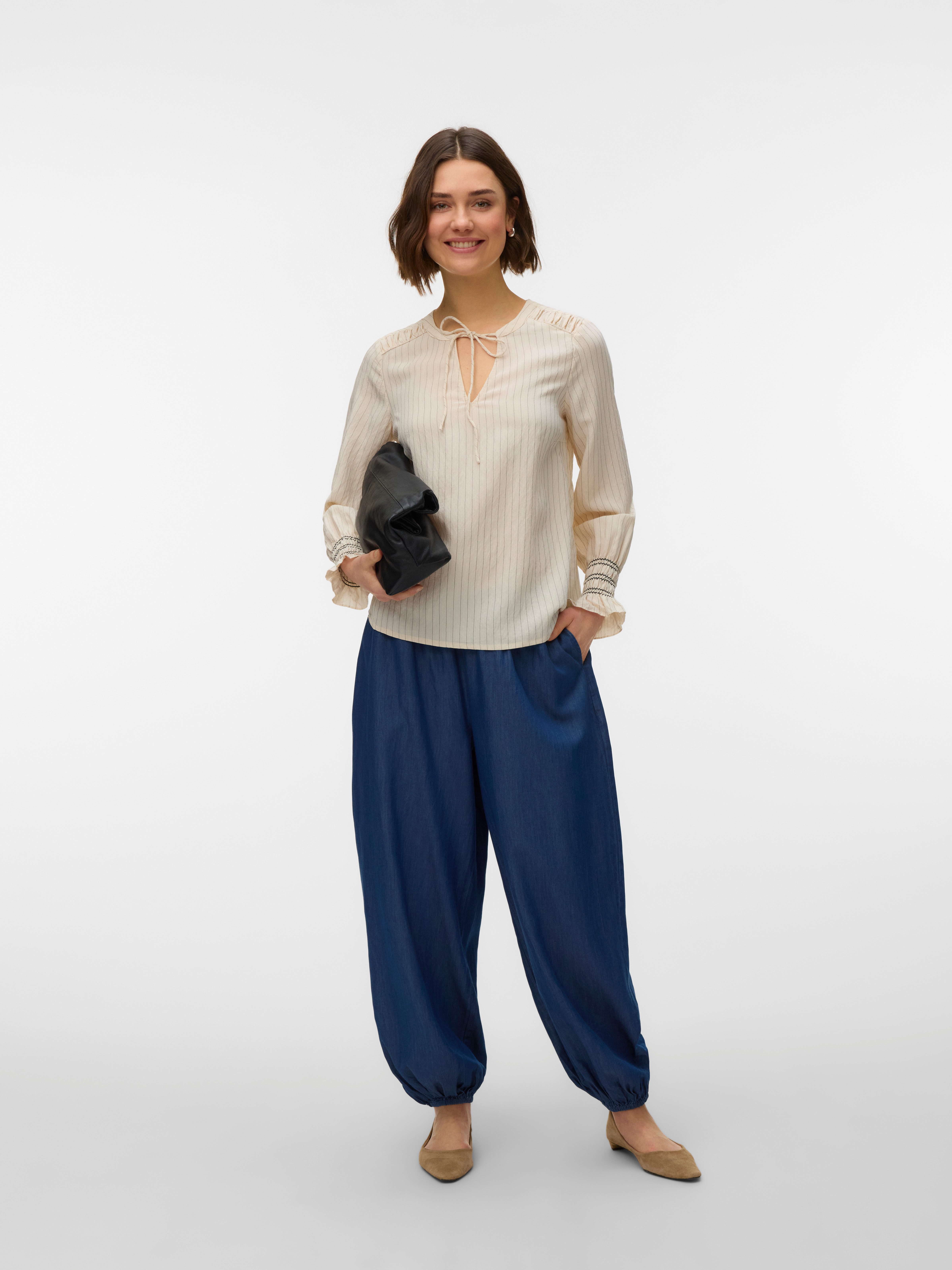Vero Moda Blusenshirt VMMILLIE LS TOP WVN GA mit Bindedetail – Bild 4 von 5