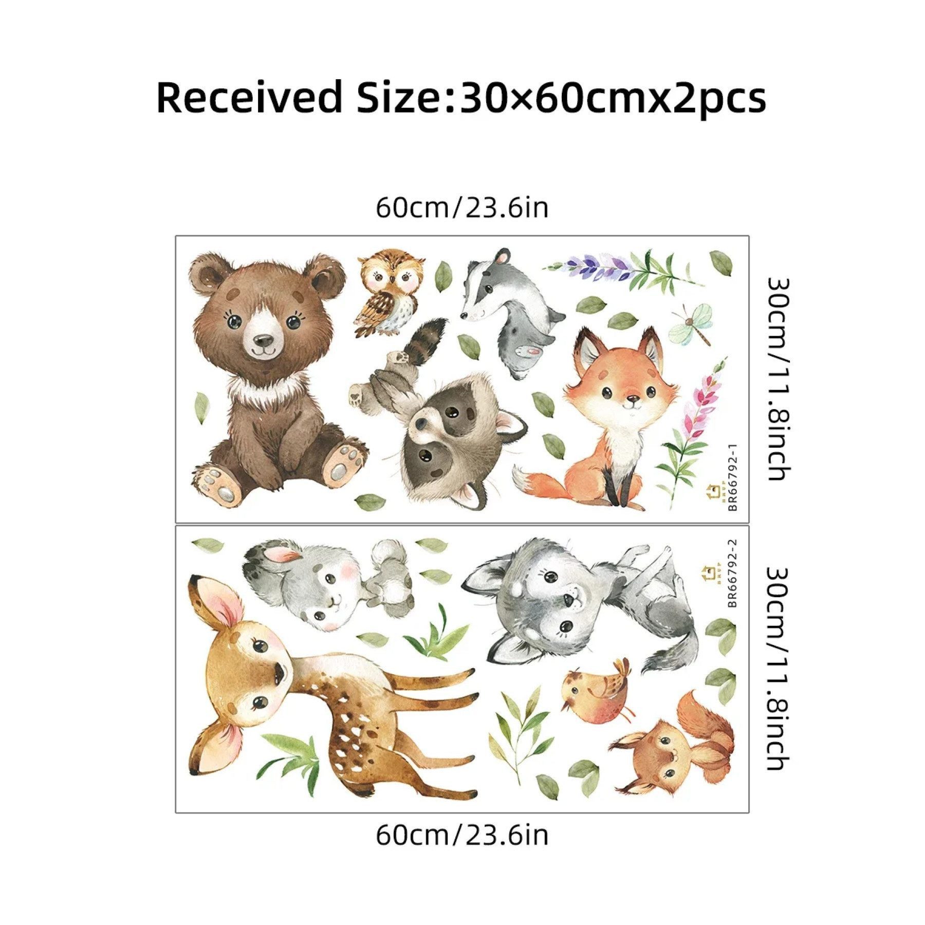 Montegoni Wandsticker Kinder Tier Wandaufkleber,Wandtattoo mit Waldtieren (Wandaufkleber für Kinderzimmer, Braunbär Hirsch Hase Tier, Wandaufkleber), wasserdich – Bild 5 von 5