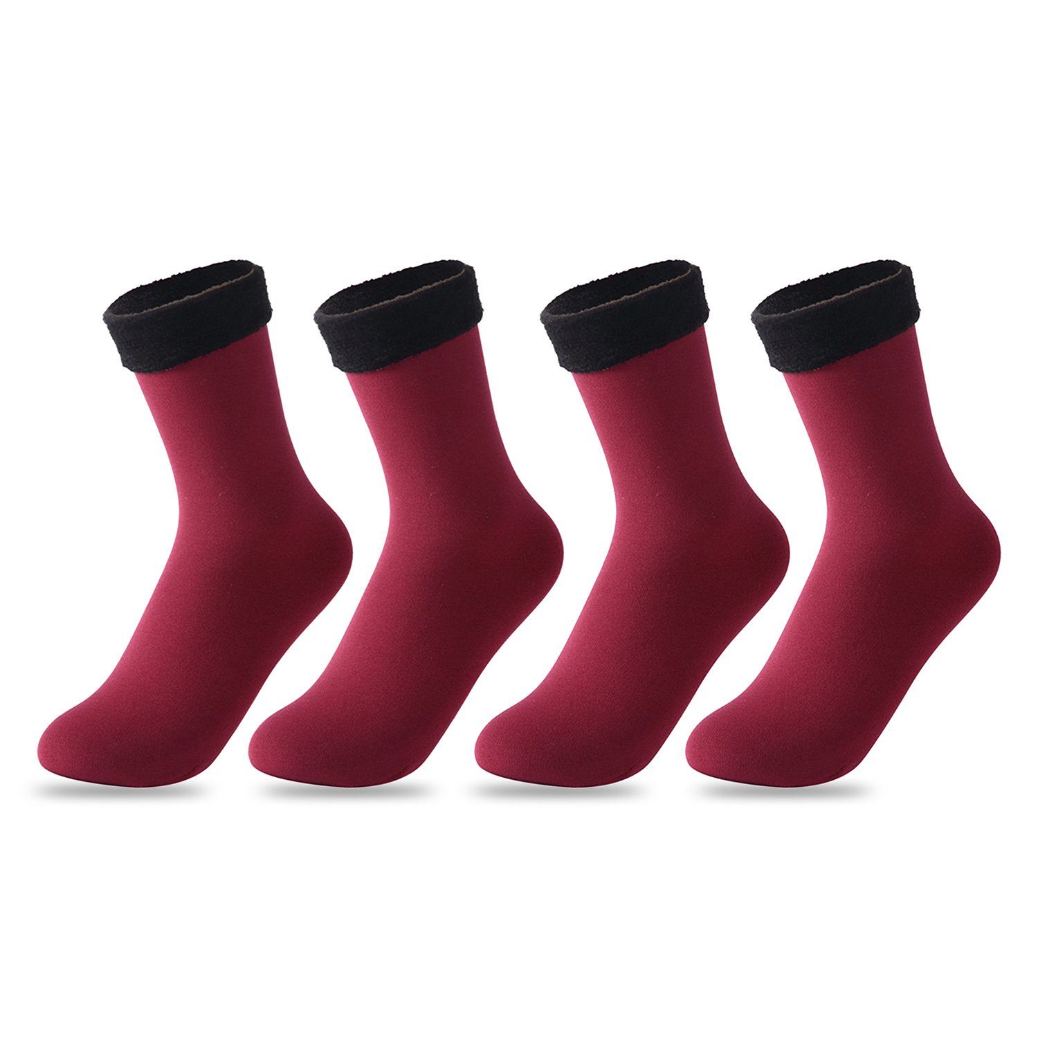 MAGICSHE Rot (2-Paar, mit 2 2er Warme Damen Paar Socken Pack) Thermosocken Fleecegefütterte Wintersocken