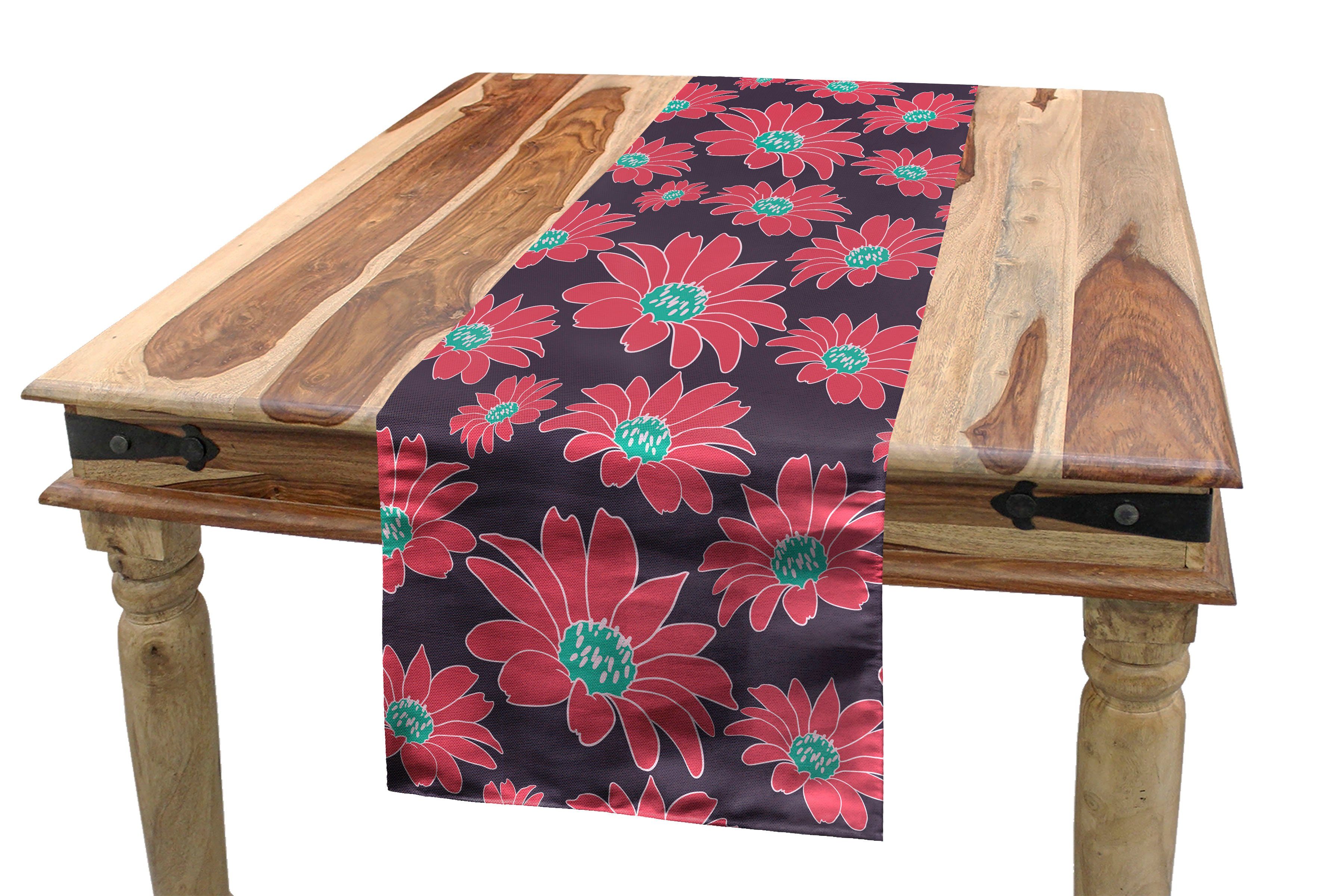 Abakuhaus Tischläufer Esszimmer Küche Rechteckiger Dekorativer Tischläufer, Botanisch Romantisches Blumen-Muster