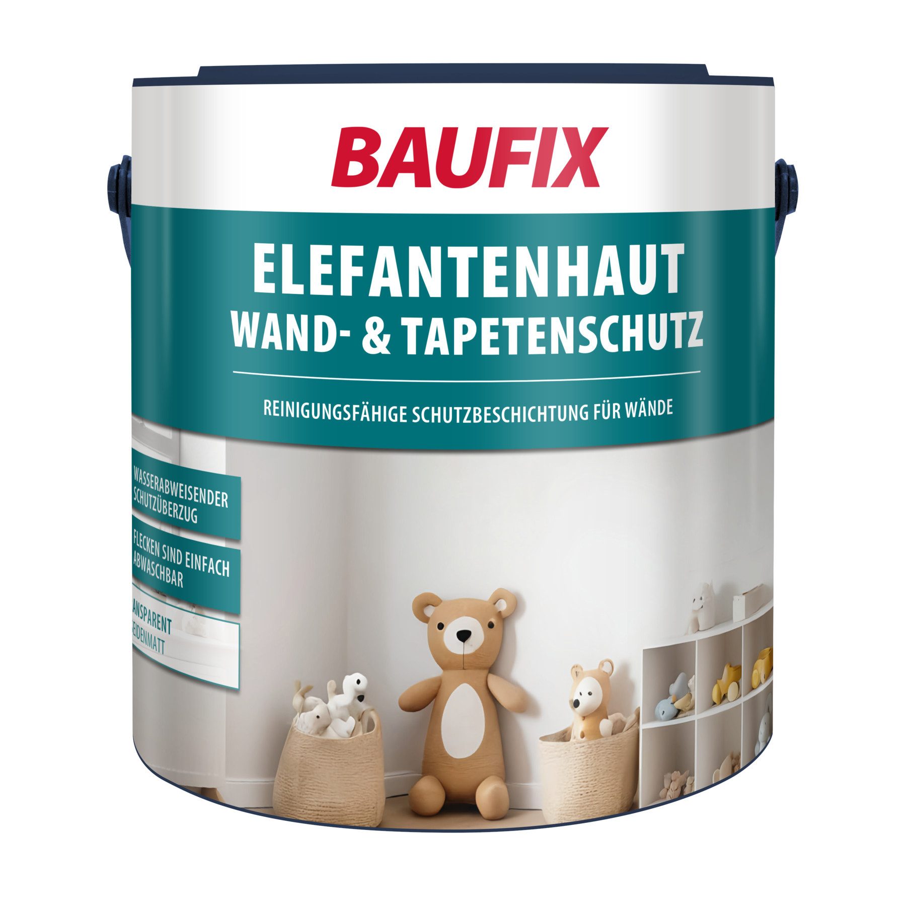 Baufix Tapetenschutz & Wandschutz transparent seidenmatt, 2,5 Liter für ca. 12m², Wasserbasierter Schutzanstrich, abriebfest, wasch- & scheuerbeständig