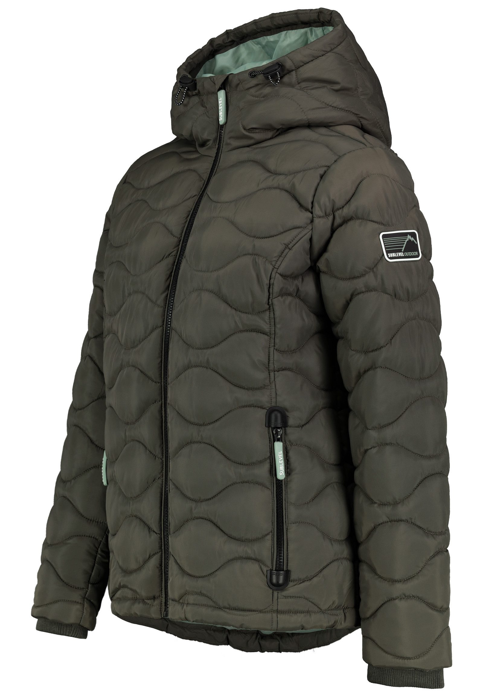 SUBLEVEL Steppjacke Damen mit Kapuze gefütterte Winter Jacke