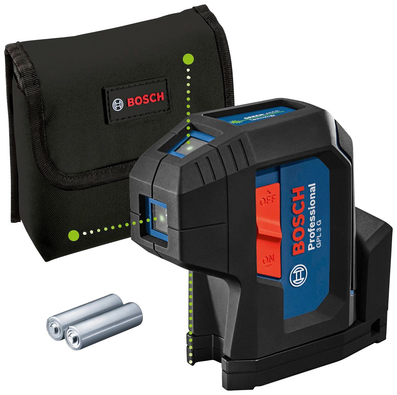 Bosch Professional Punktlaser GPL 3 G Professional, mit Tasche und Batterien