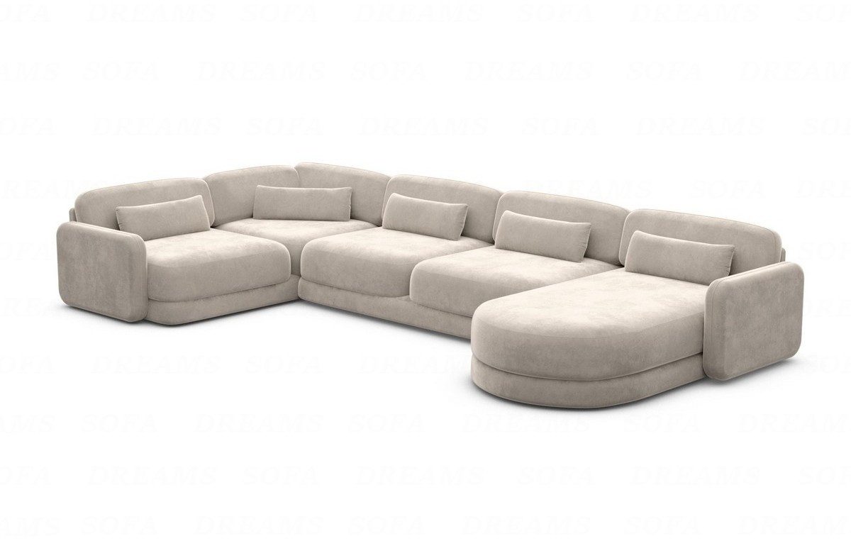 Sofa Dreams Wohnlandschaft Design Stoff Polstersofa Stoffcouch Stoffsofa Valencia U Form Couch, Loungesofa
