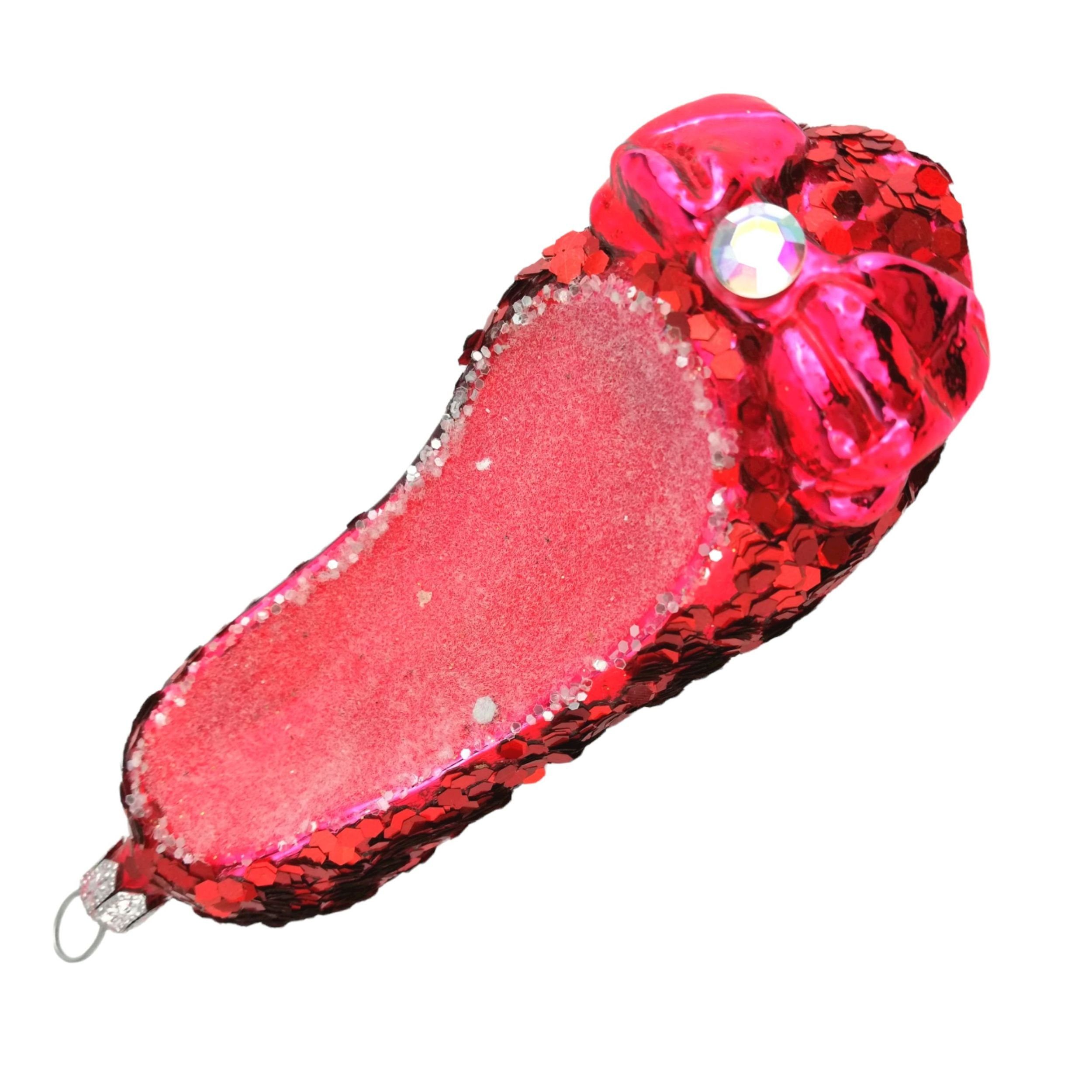 GMC Sp. z o.o. Christbaumschmuck Pantoffel Schuh Hänger Pailletten Rot Pink 12cm