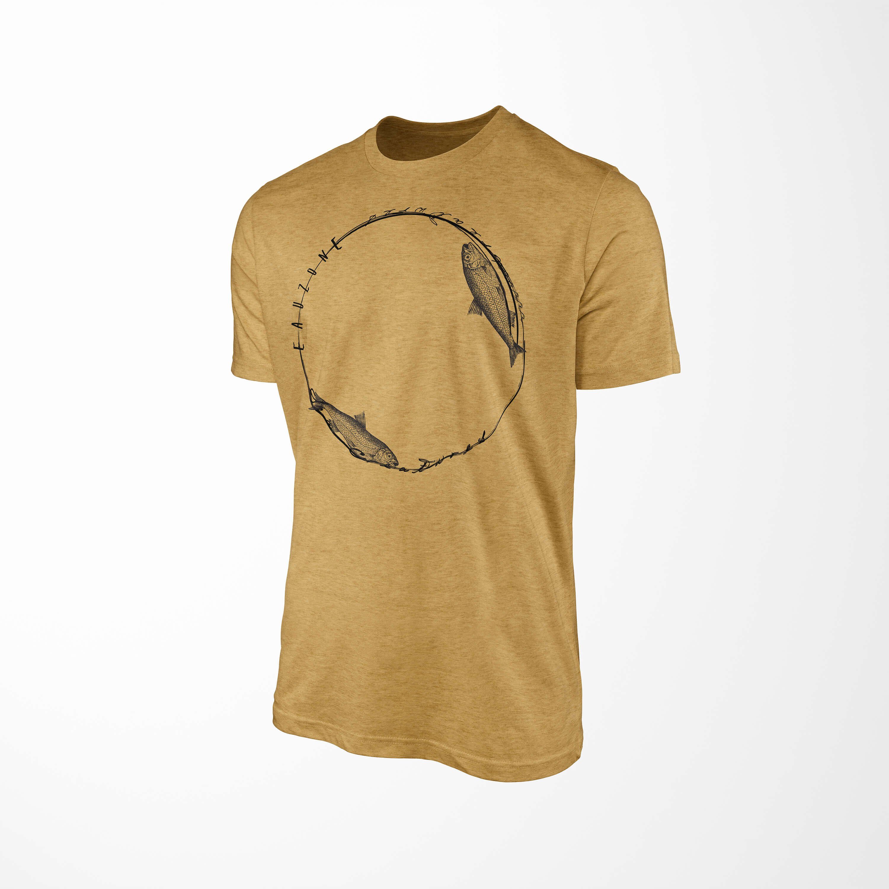 - feine sportlicher T-Shirt Art Creatures, Tiefsee Antique und Fische Gold Sea Sinus T-Shirt / Schnitt Sea 039 Serie: Struktur