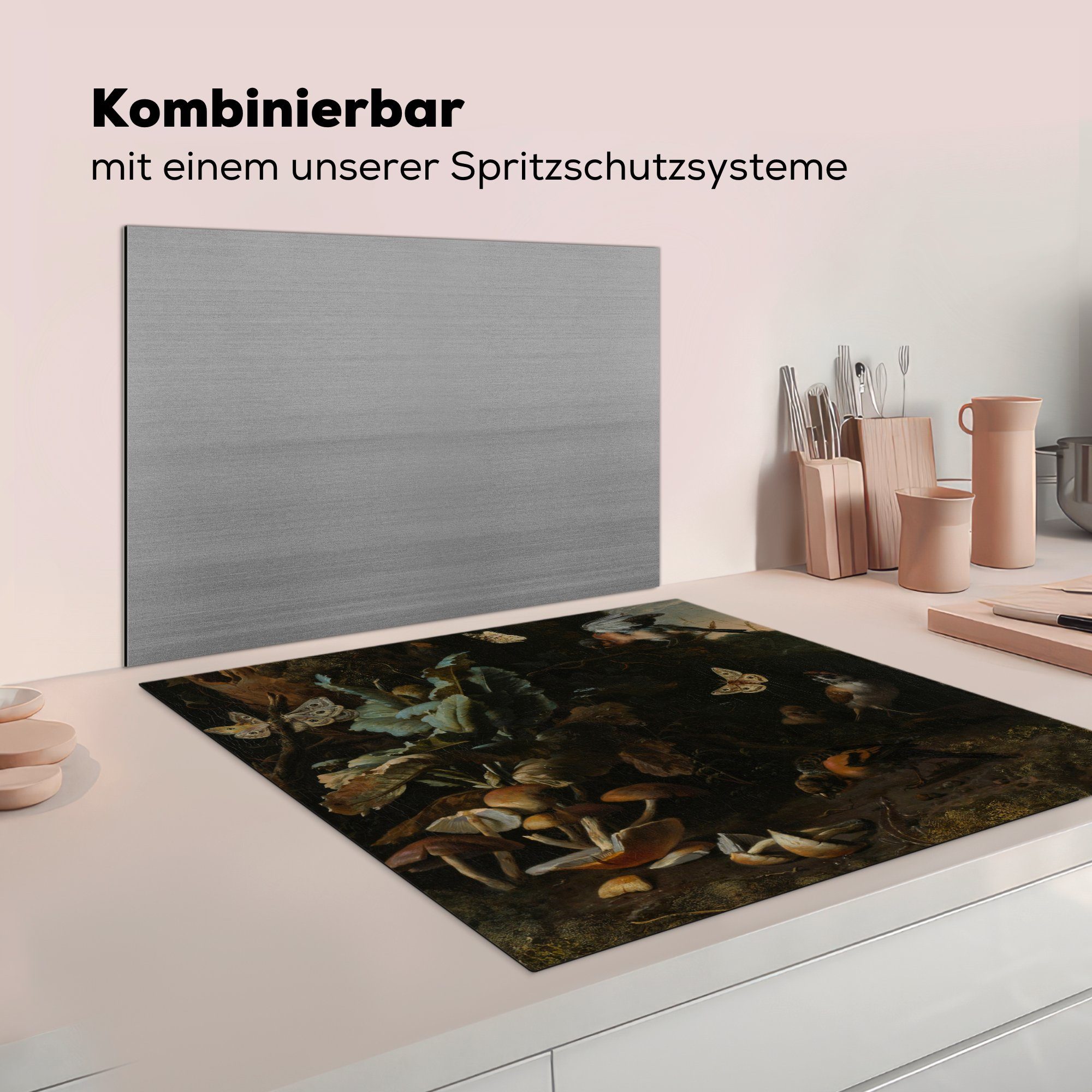 Tiere Arbeitsplatte Melchior MuchoWow tlg), küche d'Hondecoeter, für Ceranfeldabdeckung, cm, (1 Herdblende-/Abdeckplatte Pflanzen 78x78 und Vinyl, -