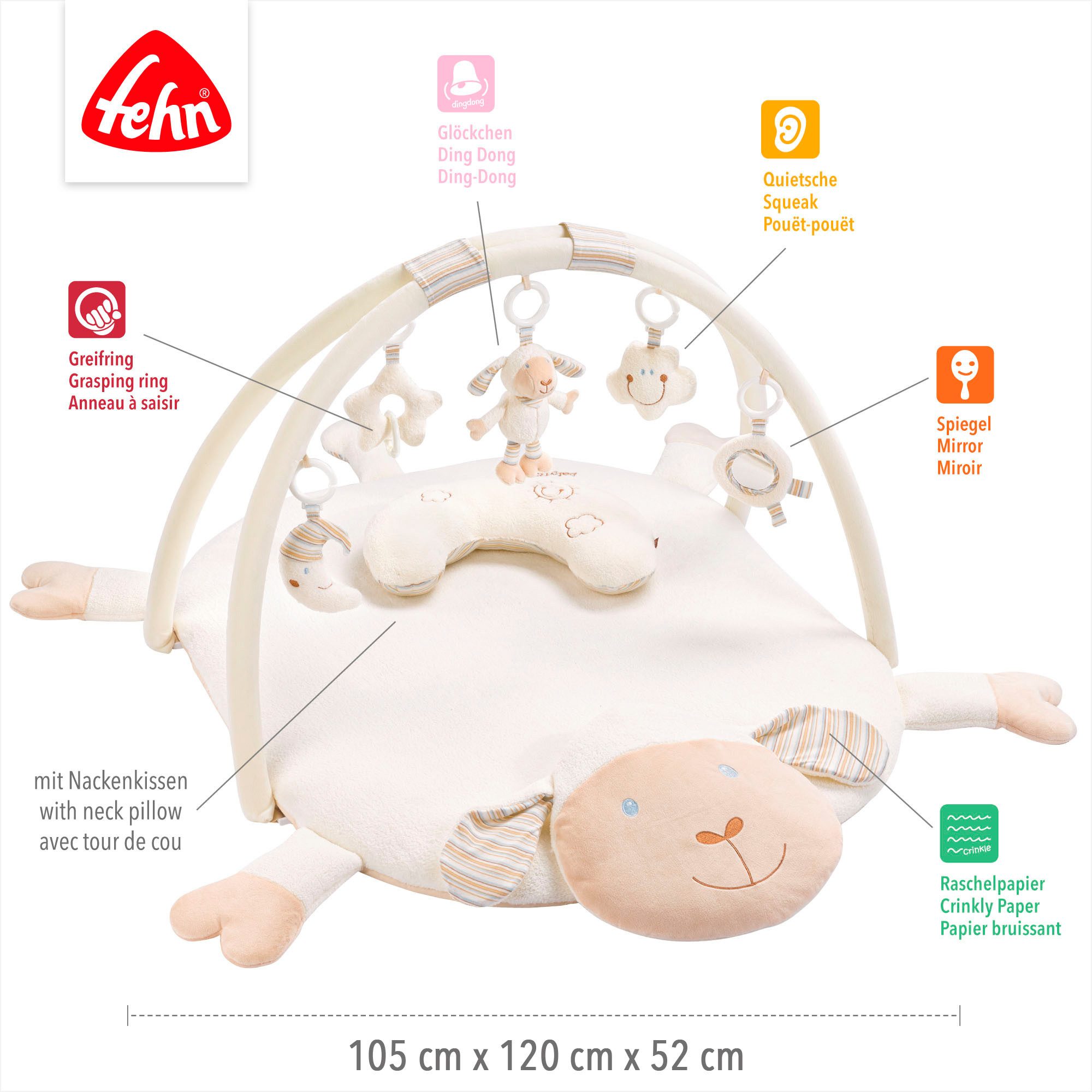 Fehn Spielbogen BabyLOVE, Schaf 3-D-Activity-Decke, mit Krabbeldecke