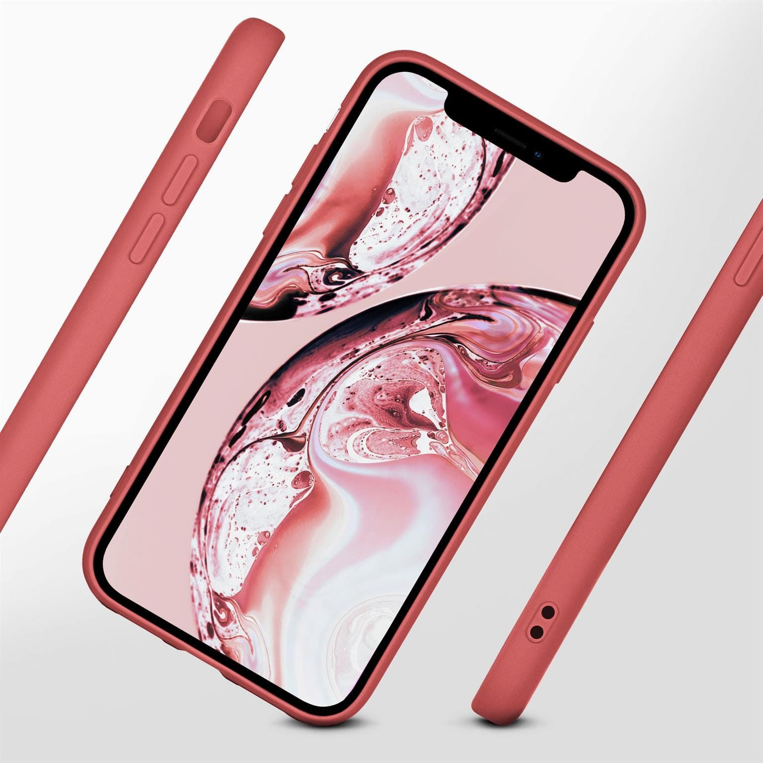 ONEFLOW Handyhülle für iPhone 12 Pro Max Hülle Silikon Soft Case Weinrot 6,7 Zoll, Silikonhülle Cover Dünn Handytasche TPU Schutzhülle mit Kameraschutz