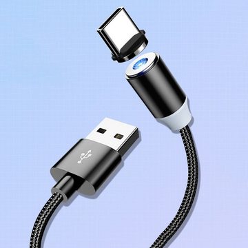 Kaku Kaku USB Magnetkabel 1M Nylon Magnetisches Ladekabel mit LED Smartphone-Ladegerät